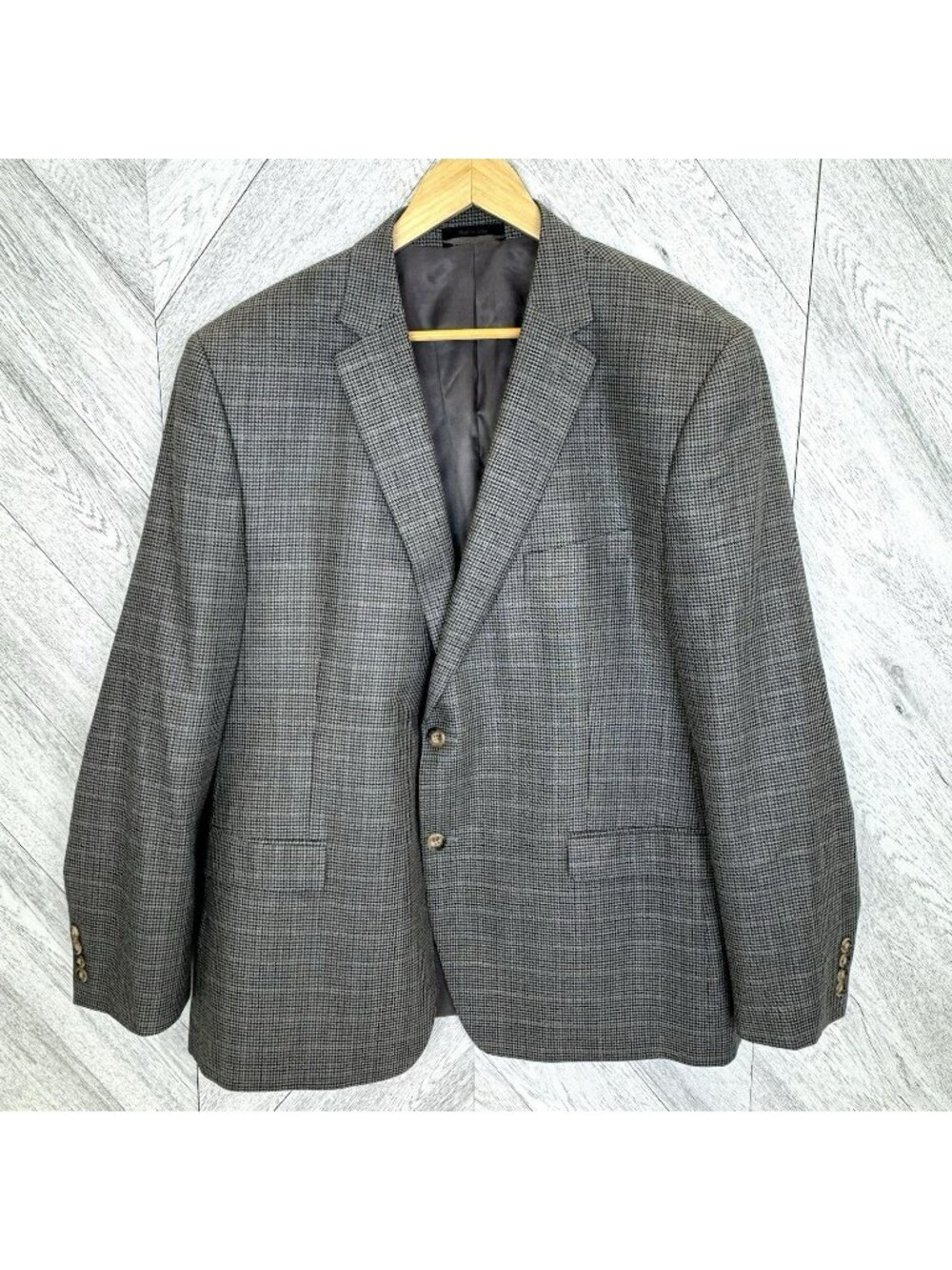 Lauren Ralph Lauren LRL Silk Wool Blazer Sport Coat Jacket Size 48R Houndstooth